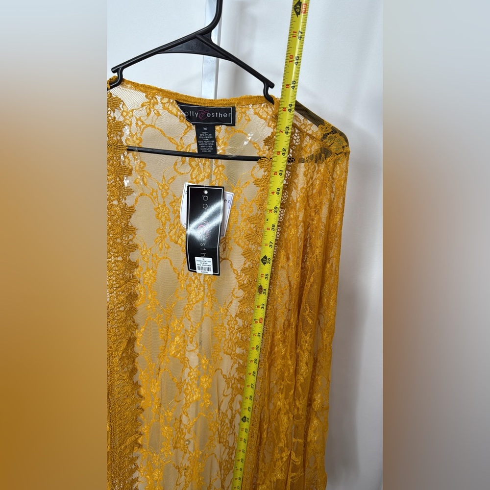 Polly & Esther Mustard Lace Kimono - Picture 5 of 9